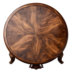 Fototapeta premium Exquisite round wood table with intricate grain patterns isolated on transparent background