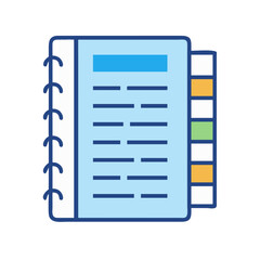 Fototapeta premium Icon illustration of a notebook with tabs on White