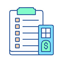 Clipboard checklist with money symbol for financial planning