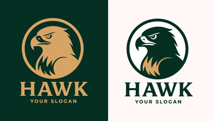 Hawk Logo Design with Bold Bird Head Icon for Branding and Identity
