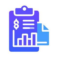 Financial Report with Bar Graph on Digital Clipboard