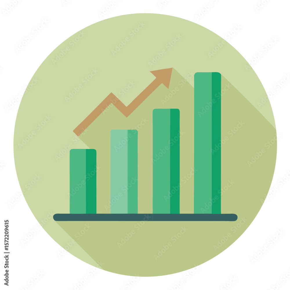 Aufkleber bar graph vector with arrow upward trend chart business data