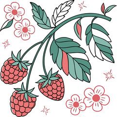 raspberries fruit print girls fashion design  wome (1).eps