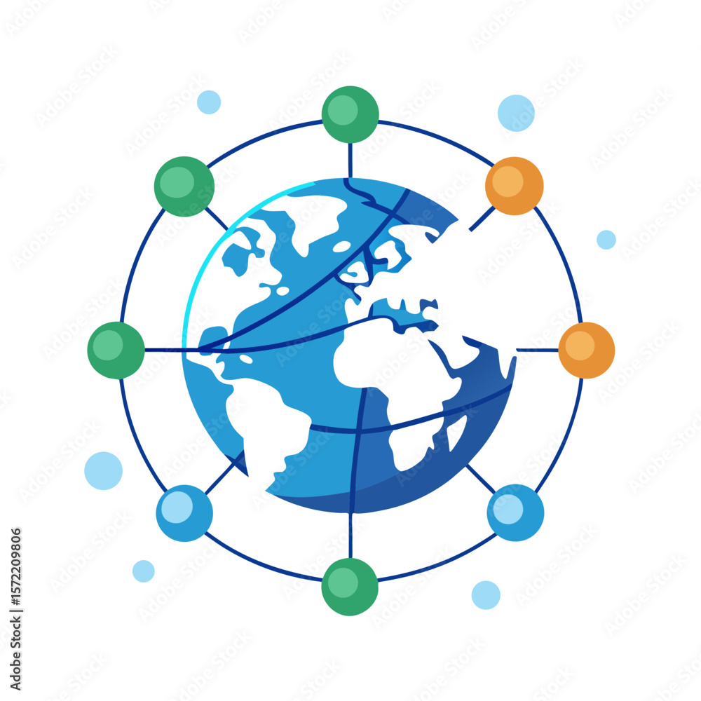 Poster global network vector illustration world connection design