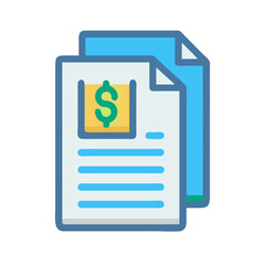Financial Document Stack with Dollar Sign Icon Illustration