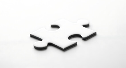Fototapeta premium Single Puzzle Piece on Minimal White Background Symbolizing Solution and Connection