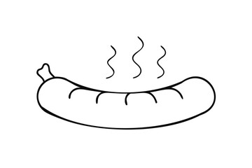 Hot steaming sausage food cooking