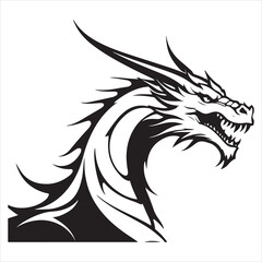 Majestic Dragon Silhouette - Minimalist Black Vecto 
