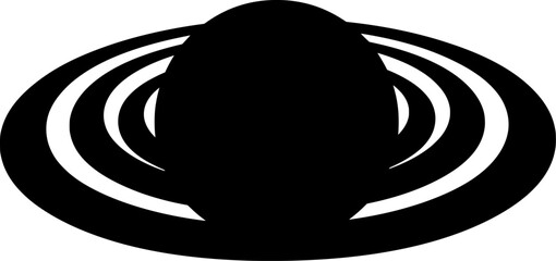 Silhouette of Saturn with iconic rings, a gas giant composed of hydrogen and helium, known for its icy ring system. © Pictures