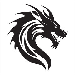 Majestic Dragon Silhouette - Minimalist Black Vecto 