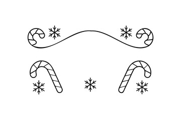 Candy canes and snowflakes decorative border decoration