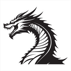 Majestic Dragon Silhouette - Minimalist Black Vecto 
