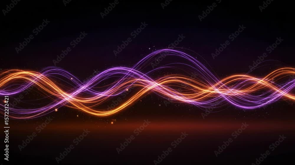 Poster glowing orange and purple waves create a dynamic abstract background