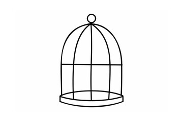 Black Outline Birdcage white simple