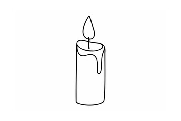 Burning candle with dripping wax flame