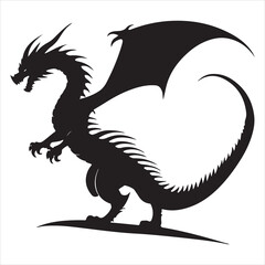 Majestic Dragon Silhouette - Minimalist Black Vecto 
