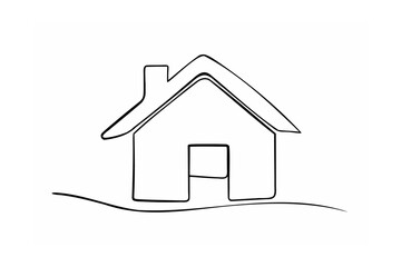 Simple house outline drawing home building