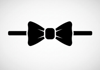 A stylized black bow tie icon with a white background representing formal wear and fashion style