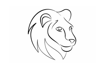Majestic lion head profile drawing animal wildlife