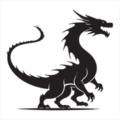Majestic Dragon Silhouette - Minimalist Black Vecto 