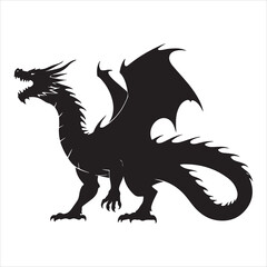 Majestic Dragon Silhouette - Minimalist Black Vecto 