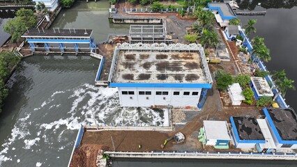 pump house and pump machine for the city river sluice gate and its sophisticated mechanism to...