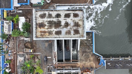 pump house and pump machine for the city river sluice gate and its sophisticated mechanism to...