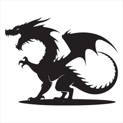 Majestic Dragon Silhouette - Minimalist Black Vecto 