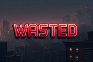“WASTED” Text in Red Bold All-Caps Pixelated Font – Gaming Meme Style – Transparent PNG