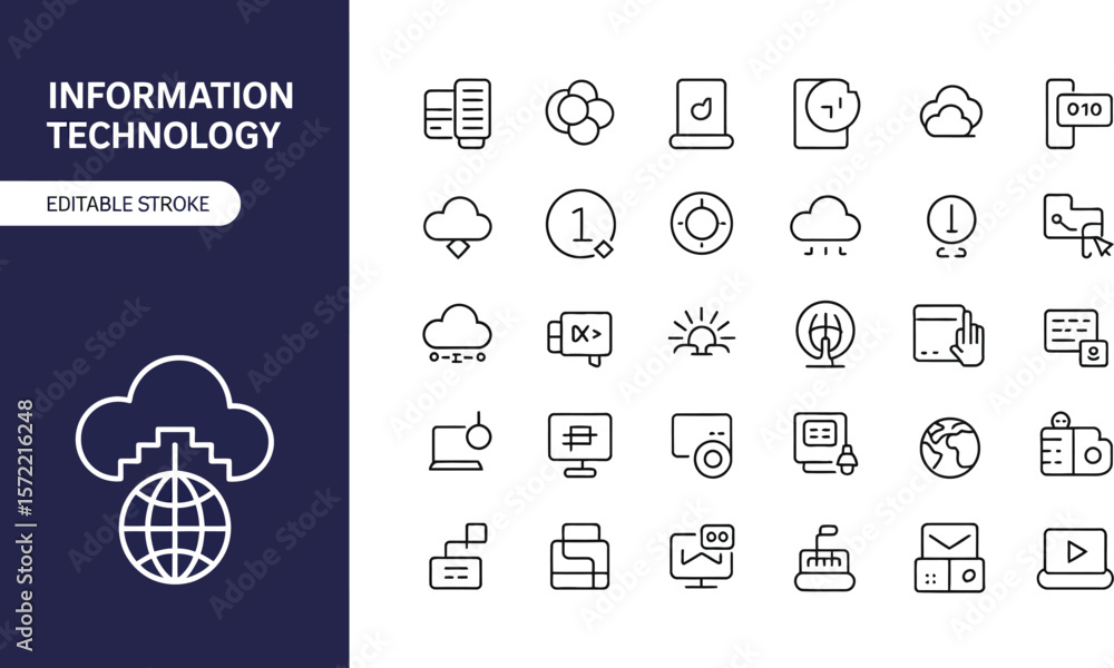 Poster information technology it icons set vector illustration stock image and graphic design elements 100 