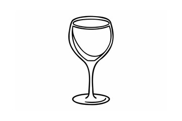 Elegant wine glass outline beverage drinkware