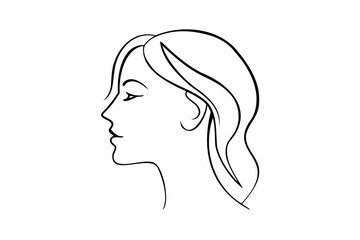 Elegant female profile outline face head