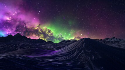 Surreal Alien Landscape with Auroras