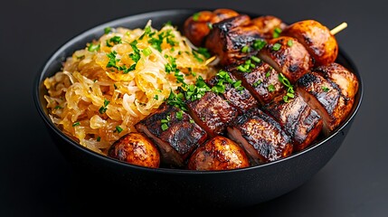 BBQ Ribs and Sauerkraut Bowl