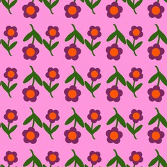 colorful flowers seamless pattern. kawaii design. 