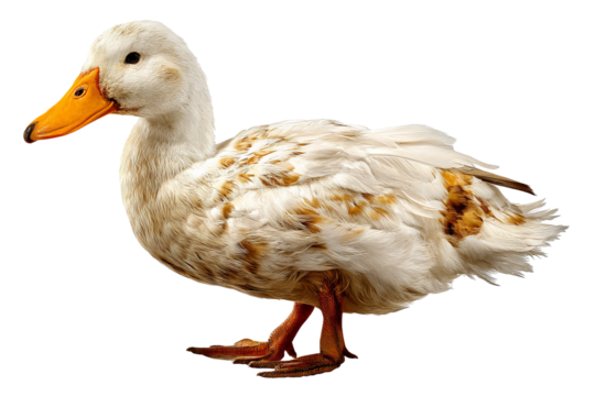 Solitary duck isolated on transparent background in high-resolution PNG illustration style for seamless cutout and design projects