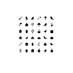 Naklejka premium A collection of various bird and nature related icons in black color