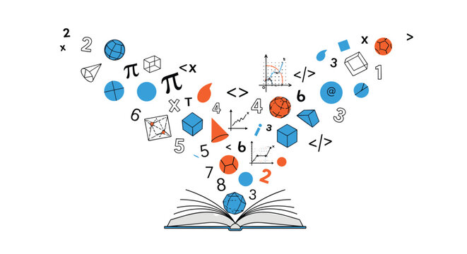 Exploring the fascinating world of mathematics and its symbols through an open book concept