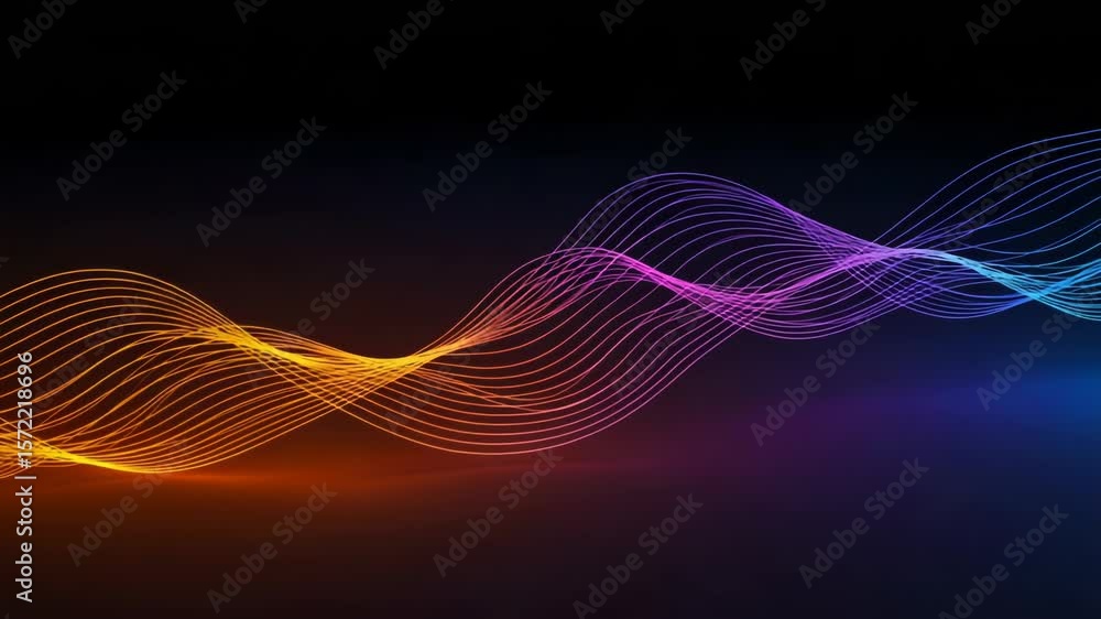 Poster abstract colorful wave lines create a dynamic and futuristic background on a dark surface