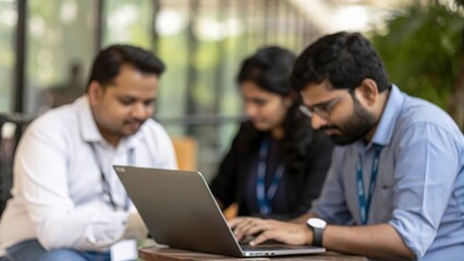 Obraz premium Indian professionals using cloud-based tools for real-time team collaboration 