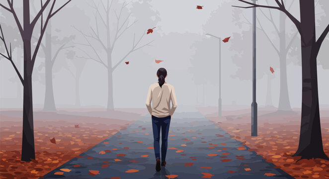 Finding Solace Environmental Sadness Therapy Through Autumnal Walks - Powered by Adobe