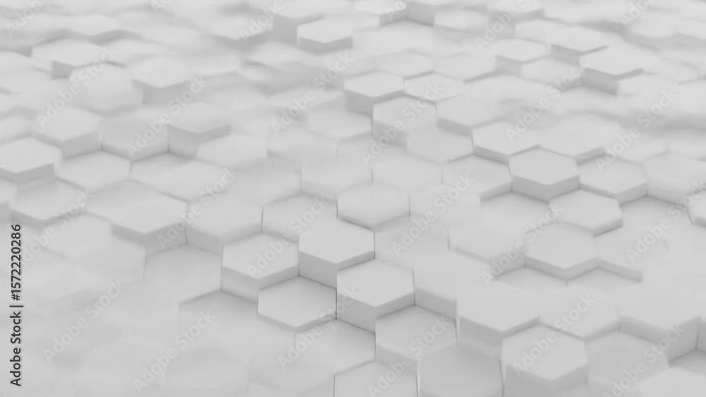 Poster a field of white hexagons with varying heights creating a textured and abstract surface pattern desi