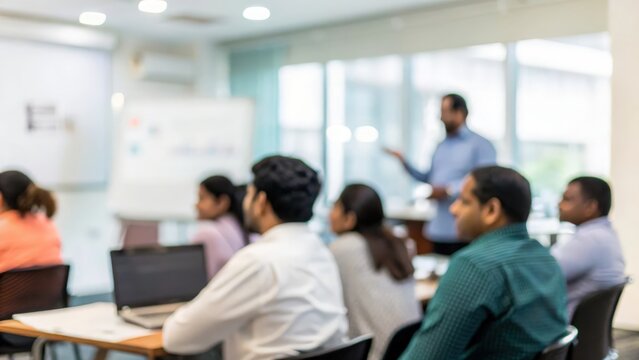 Indian HR team conducting onboarding session for new hires in training room	
