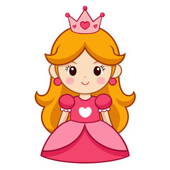 Adorable princess with golden hair and pink crown cartoon cute © rabi
