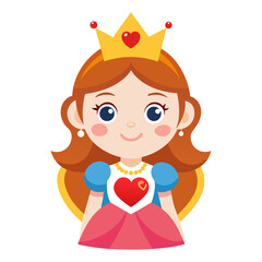 Adorable cartoon princess wearing a heart tiara and royal attire character girl © rabi