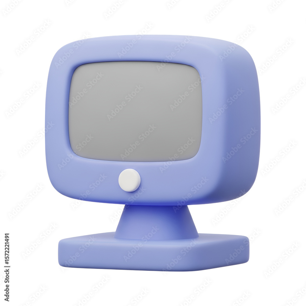 Aufkleber retro computer monitor with a blank screen and a single button isolated on transparent background