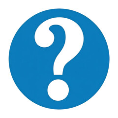 White Question Mark on Blue Circle on Transparent Background