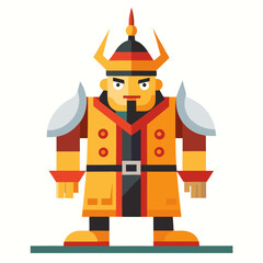 Warrior guard in ornate yellow armor with helmet vector