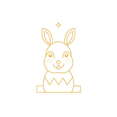 Golden bunny rabbit with star and zig zag pattern outline cute