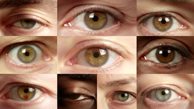 A Close-Up Collage of Diverse Human Eyes: Shades of Brown, Green, and Hazel